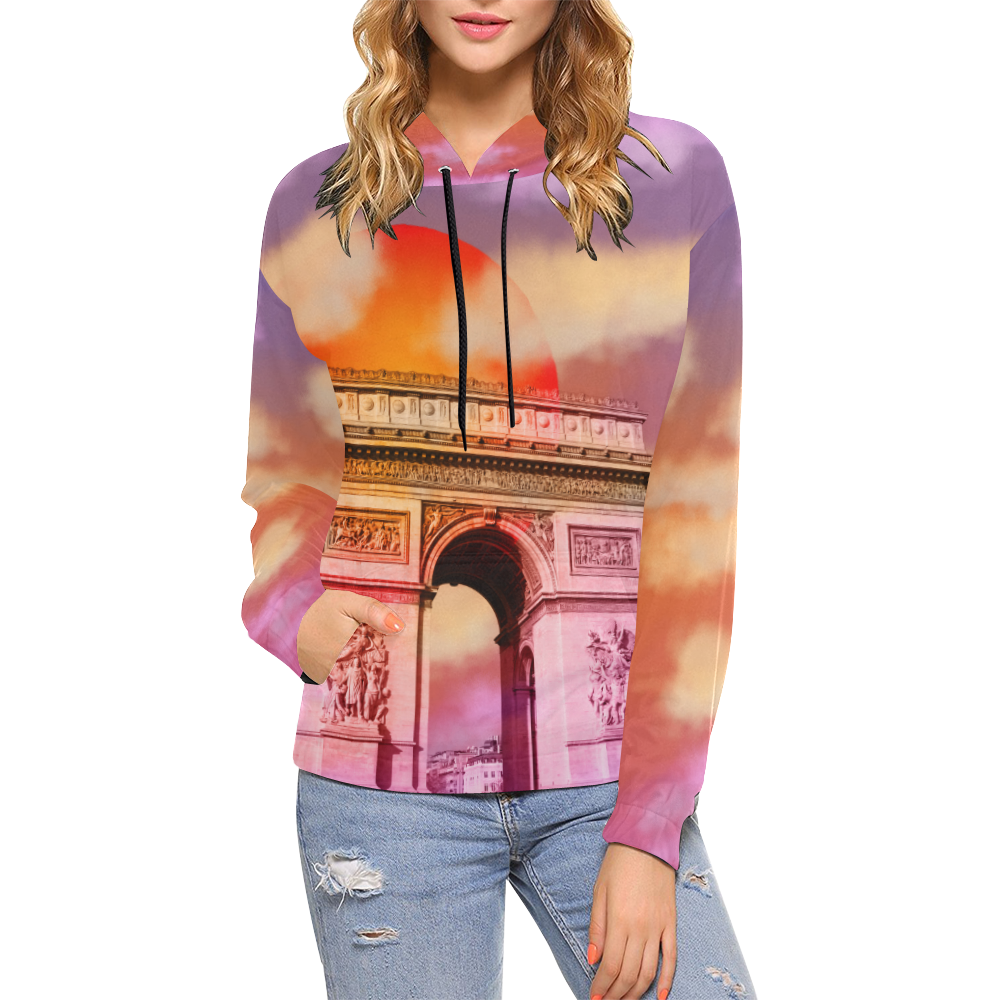 Arc de Triomphe All Over Print Hoodie for Women (USA Size) (Model H13)