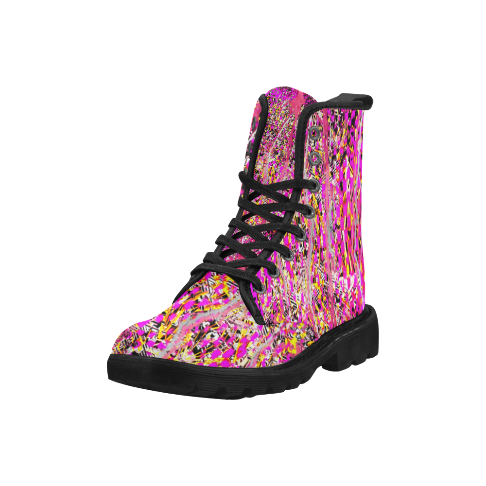 Hot Pink crush martin boots black modelshoes by FlipStylez Designs Martin Boots for Women (Black) (Model 1203H)