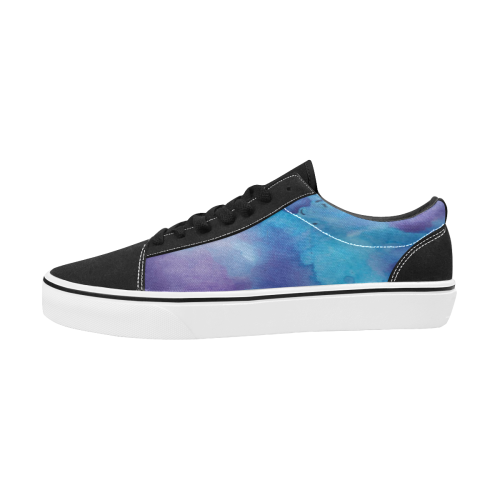 skate water color Women's Low Top Skateboarding Shoes (Model E001-2)