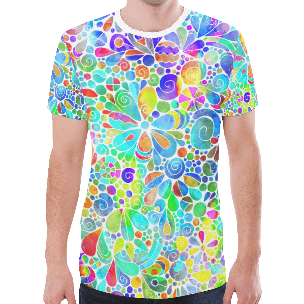 Sketching Fantasy Art - Abstract Flowers 2 New All Over Print T-shirt for Men (Model T45)