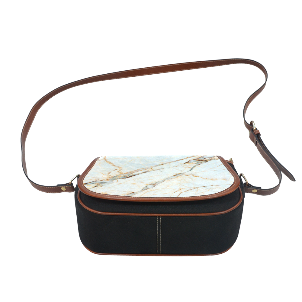 Marble Gold Pattern Saddle Bag/Small (Model 1649)(Flap Customization)