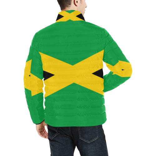 Jamaica Flag Men's Stand Collar Padded Jacket (Model H41)