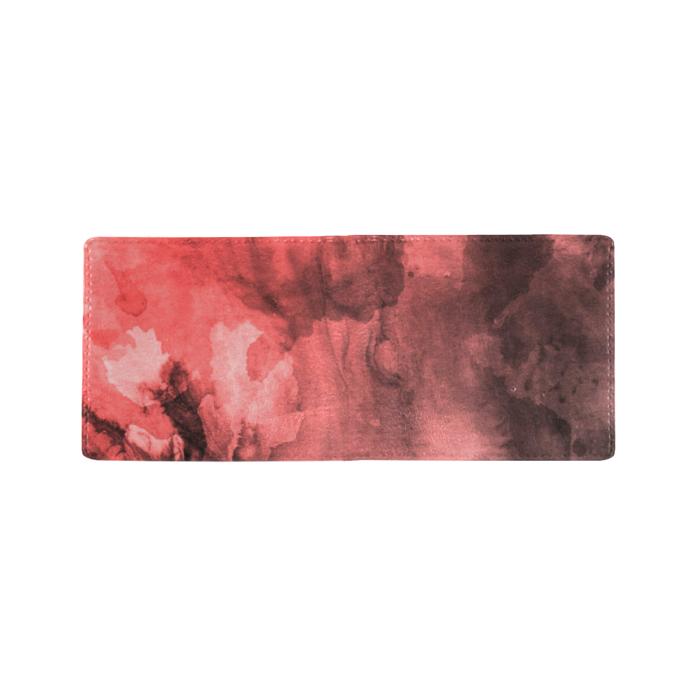 Red and Black Watercolour Mini Bifold Wallet (Model 1674)