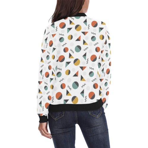 Geo Cutting Shapes All Over Print Bomber Jacket for Women (Model H36)