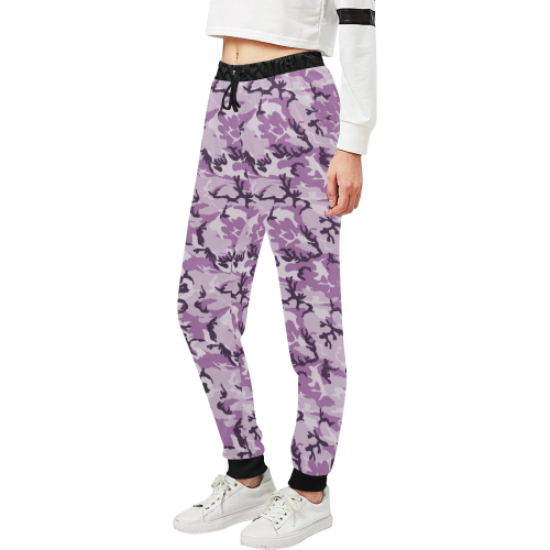 Woodland Pink Purple Camouflage Unisex All Over Print Sweatpants (Model L11)