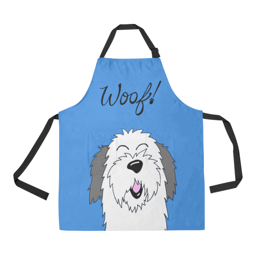 Woof!! Sheepie - blue All Over Print Apron
