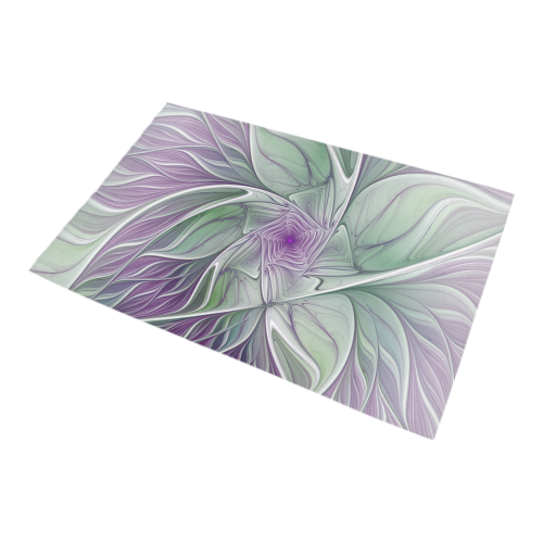 Flower Dream Abstract Purple Sea Green Floral Fractal Art Bath Rug 20''x 32''