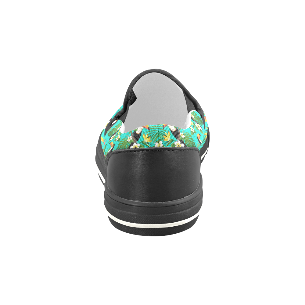 Tropical Summer Toucan Pattern Women's Slip-on Canvas Shoes/Large Size (Model 019)