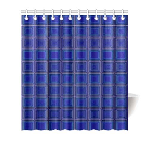 Royal blue golden multicolored multiple squares Shower Curtain 66"x72"