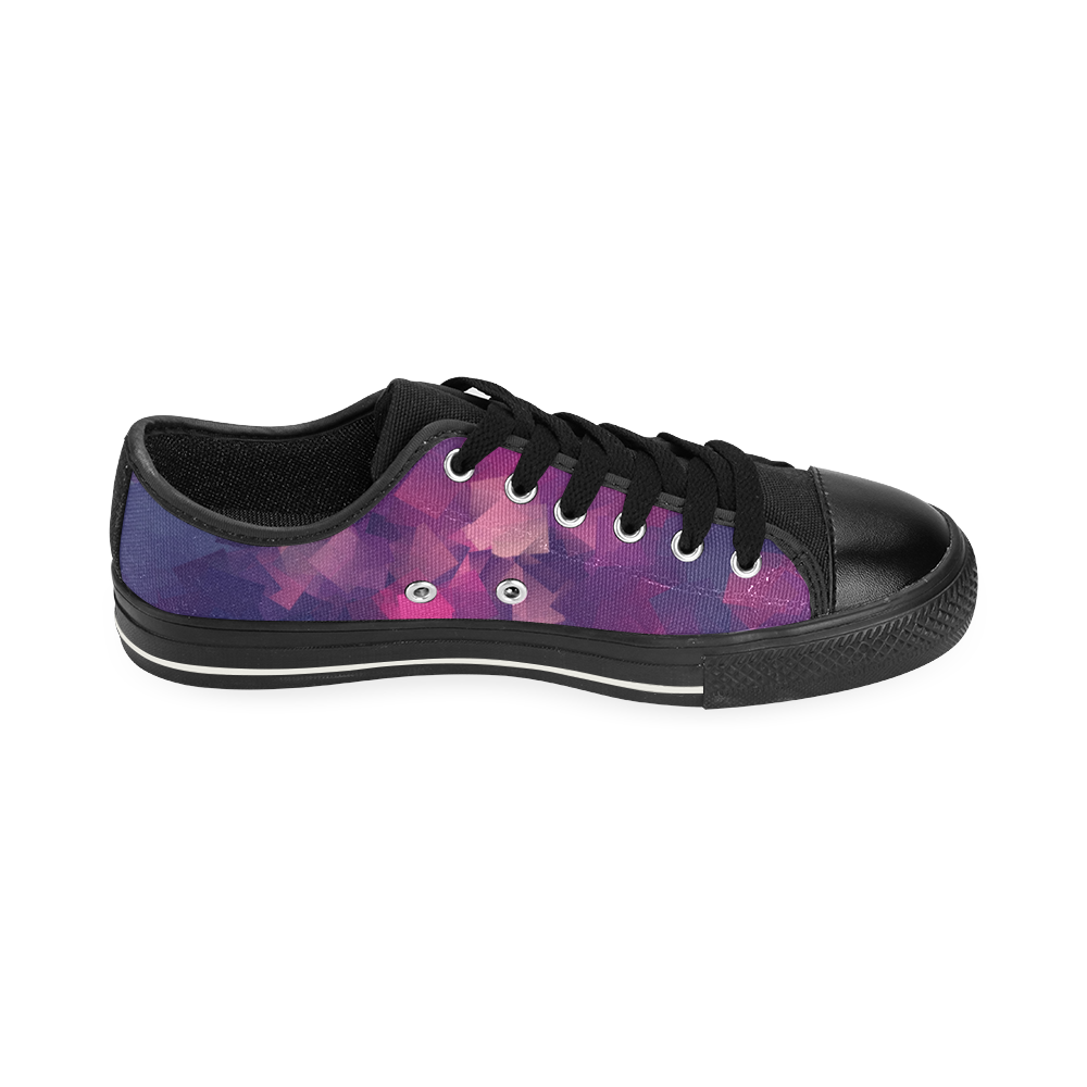 purple pink magenta cubism #modern Low Top Canvas Shoes for Kid (Model 018)