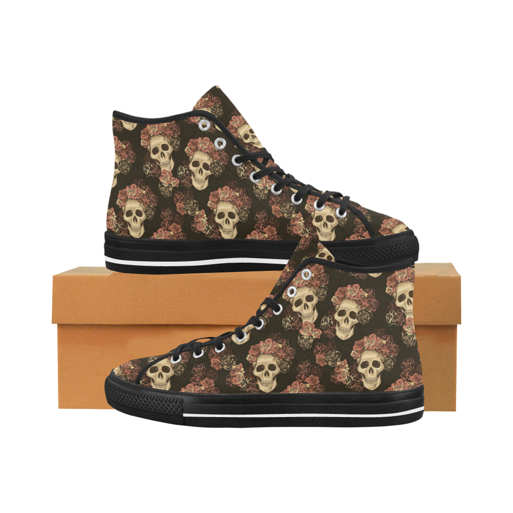 Skull and Rose Pattern Vancouver H Men's Canvas Shoes/Large (1013-1)