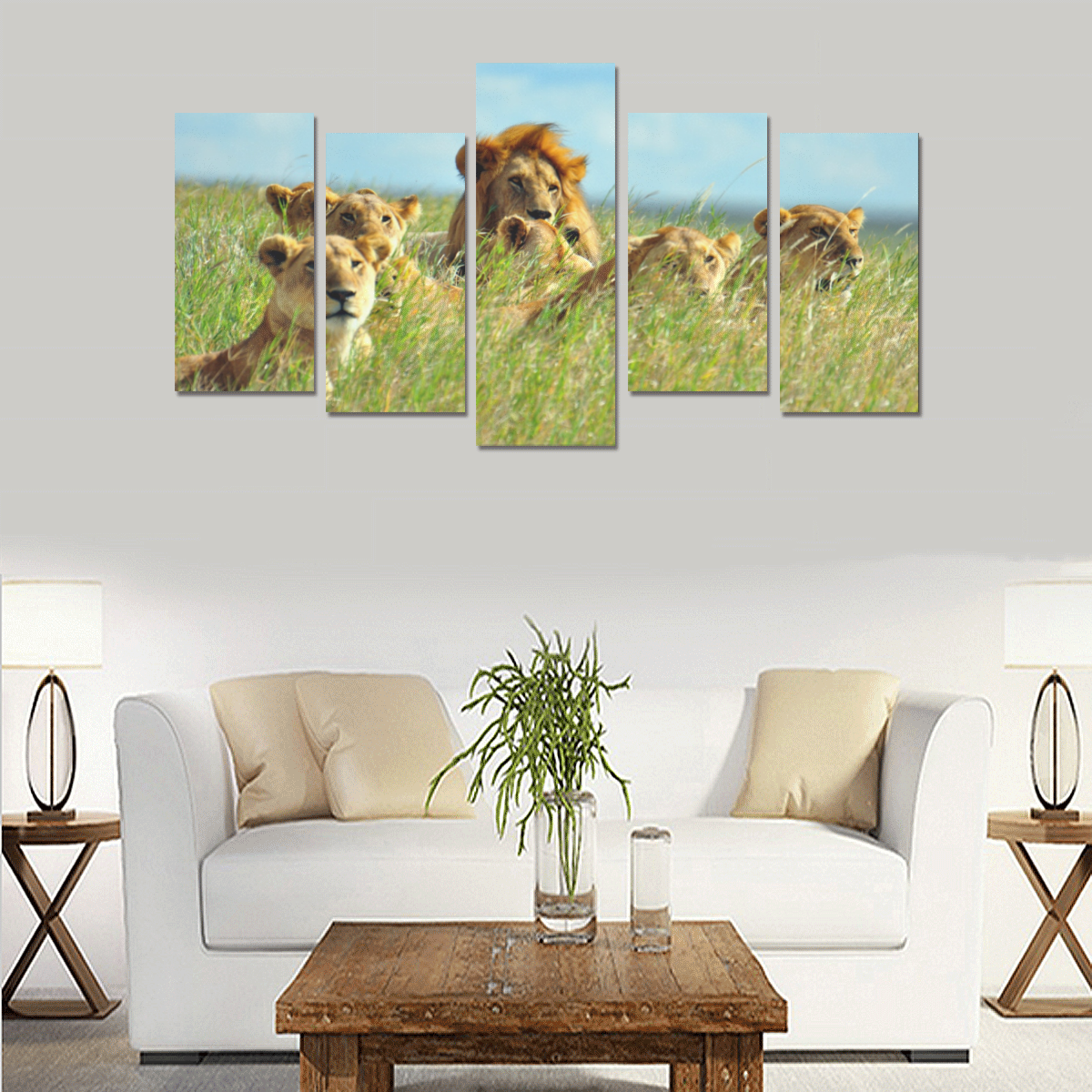lion family Canvas Print Sets E (No Frame)