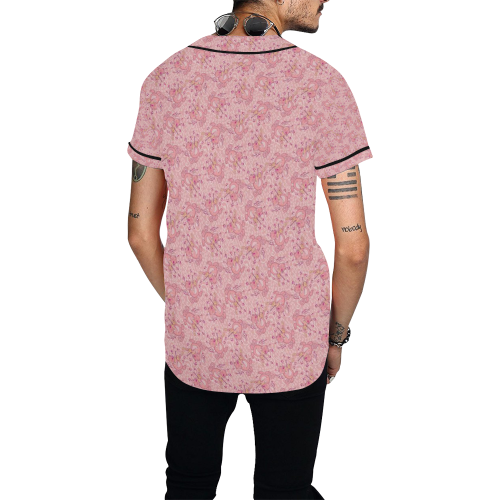 Cat with Violin Pattern All Over Print Baseball Jersey for Men (Model T50)