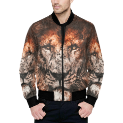lion jbjart #lion All Over Print Quilted Bomber Jacket for Men (Model H33)