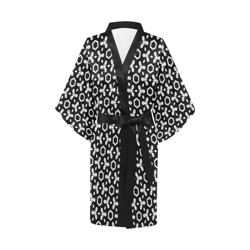geometric pattern black and white Kimono Robe