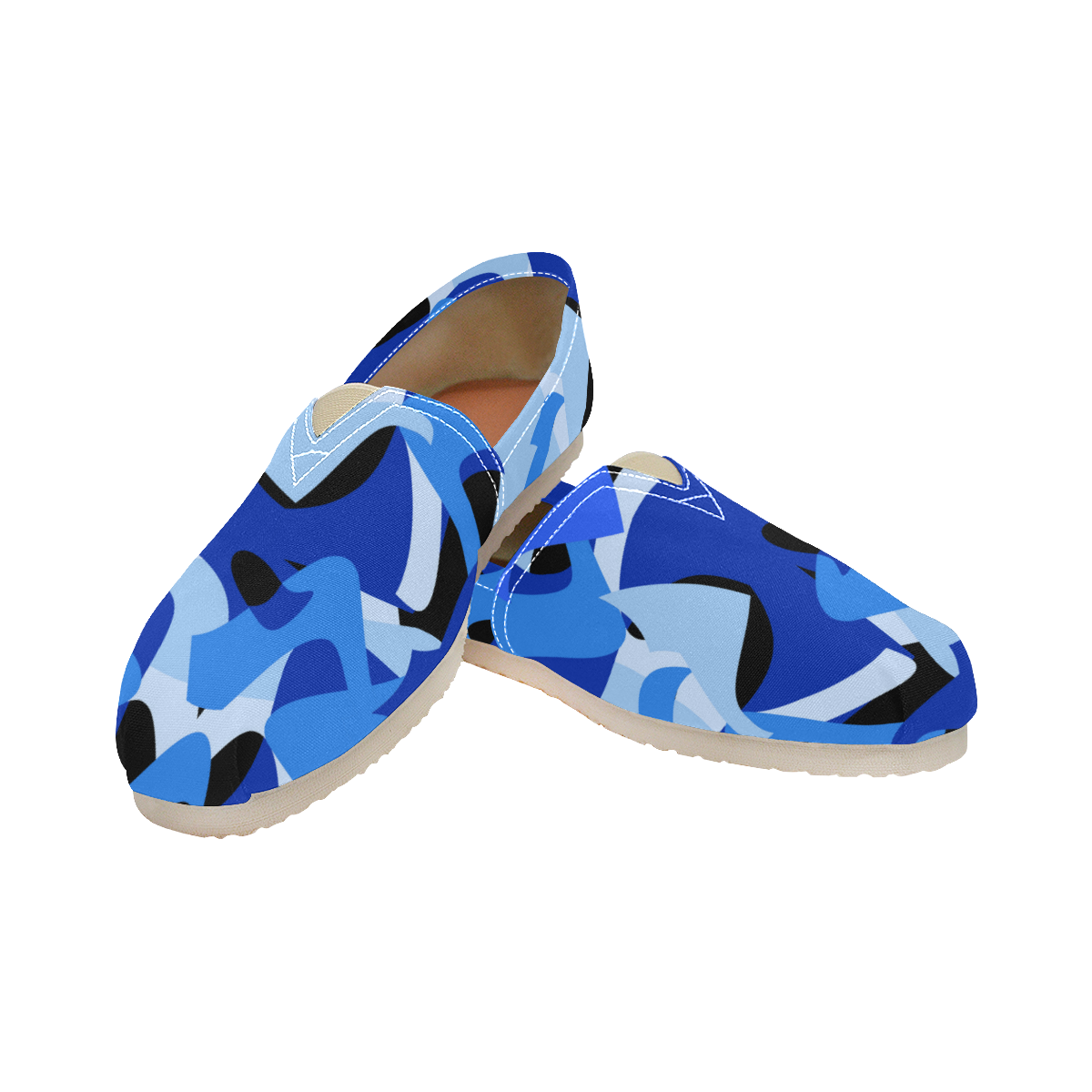 Camouflage Abstract Blue and Black Women's Classic Canvas Slip-On (Model 1206)