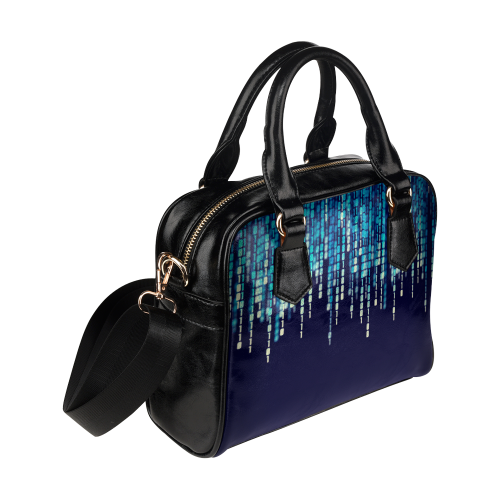 Japanese Matrix Blue Rave Metallic Shoulder Handbag (Model 1634)