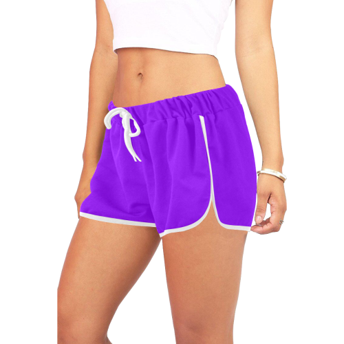 color electric violet Women's All Over Print Relaxed Shorts (Model L19)