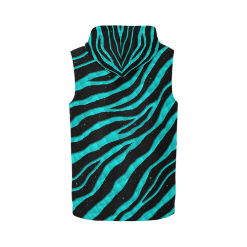 Ripped SpaceTime Stripes - Cyan All Over Print Sleeveless Zip Up Hoodie for Men (Model H16)