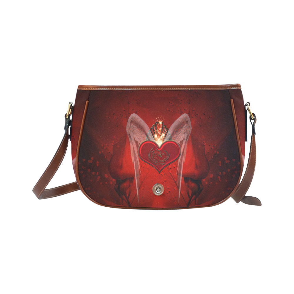 Heart with wings Saddle Bag/Small (Model 1649) Full Customization