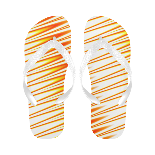 Orange And Yellow Zig Zags Flip Flops for Men/Women (Model 040)
