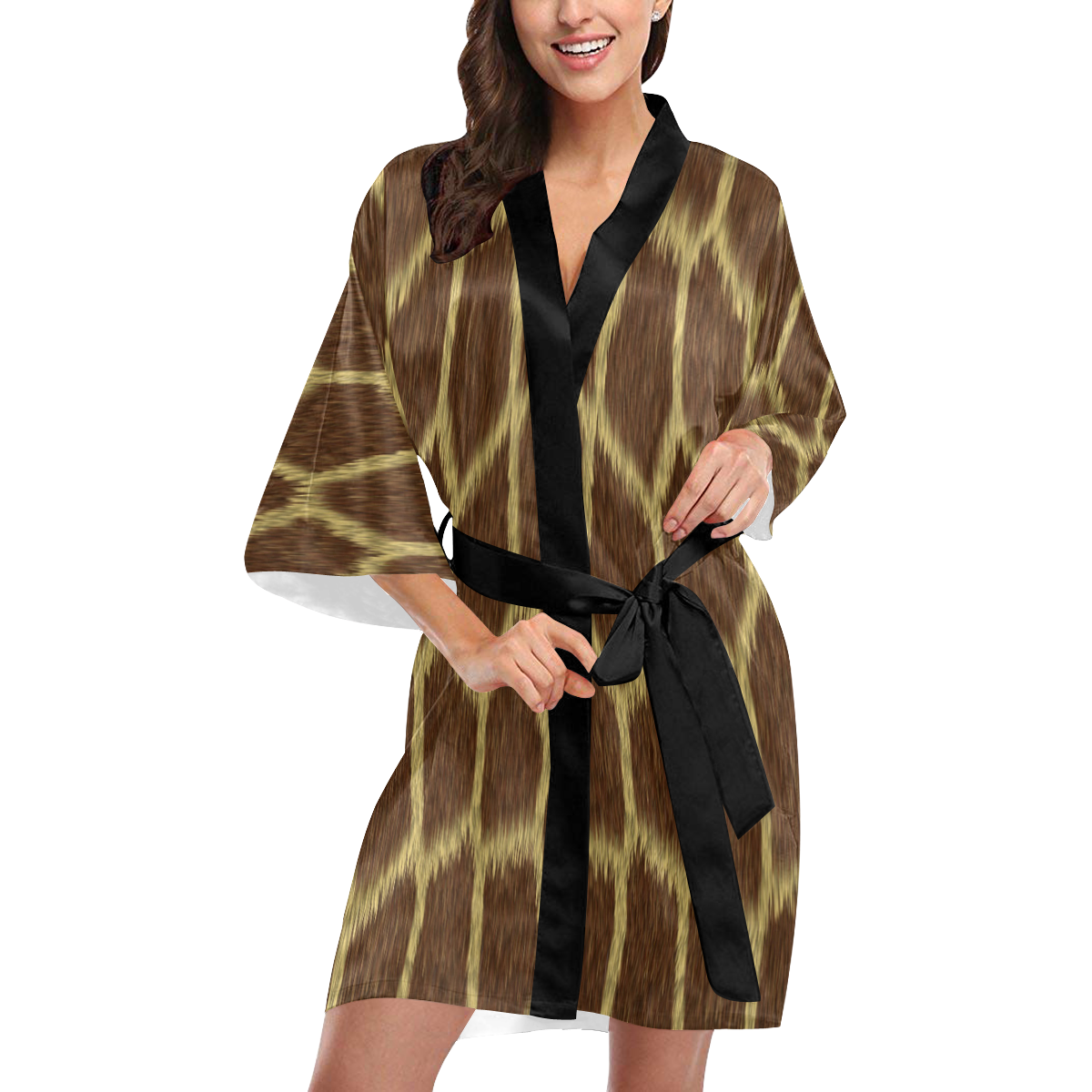 Giraffe Print Kimono Robe