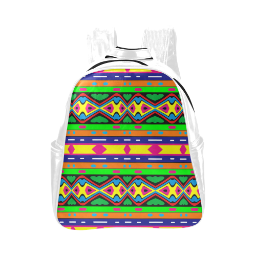 Distorted colorful shapes and stripes Multi-Pockets Backpack (Model 1636)