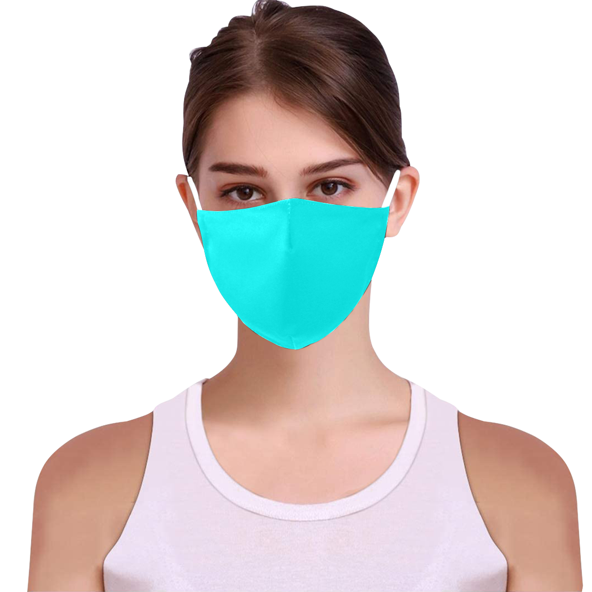 color aqua / cyan 3D Mouth Mask with Drawstring (Pack of 5) (Model M04)