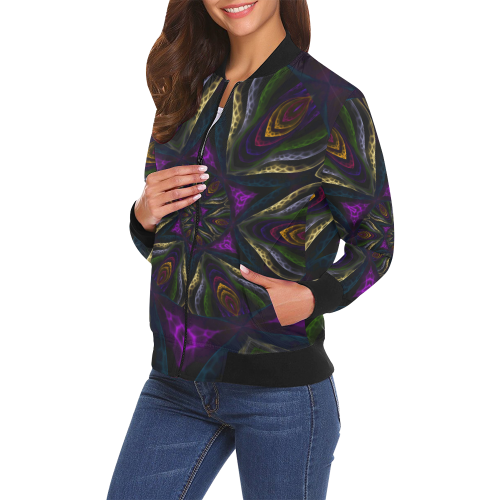 vortex triangles All Over Print Bomber Jacket for Women (Model H19)