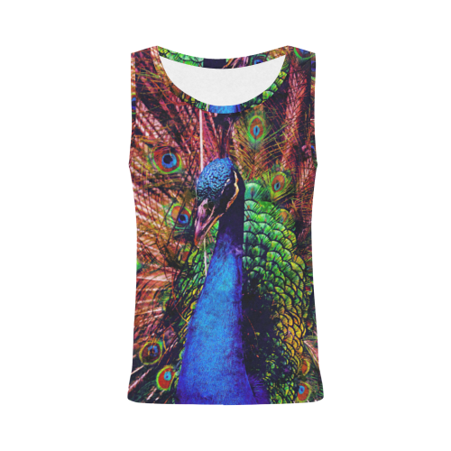 Impressionist Peacock All Over Print Tank Top for Women (Model T43)