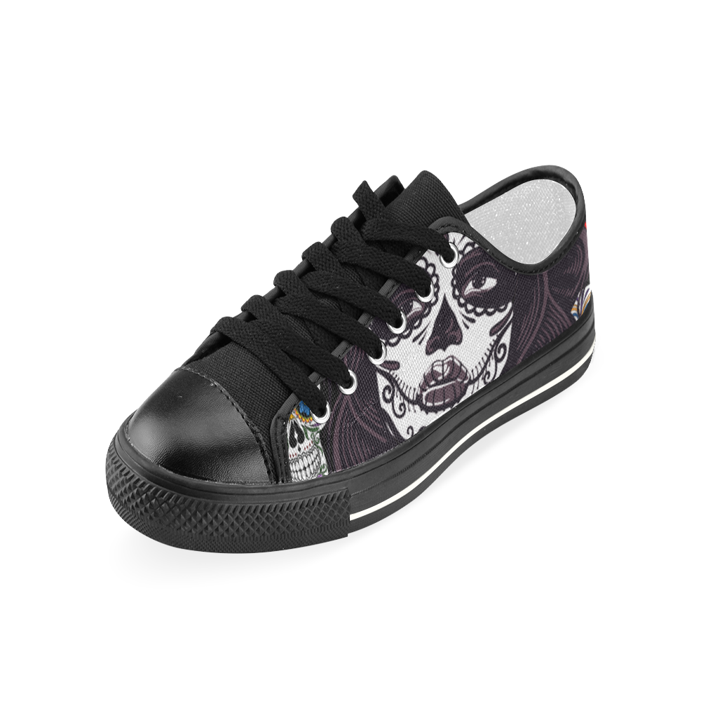 mexican skull lady Women's Classic Canvas Shoes (Model 018)