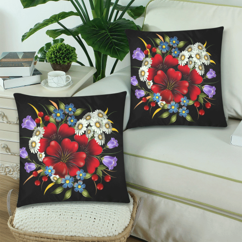 Bouquet Of Flowers Custom Zippered Pillow Cases 18"x 18" (Twin Sides) (Set of 2)