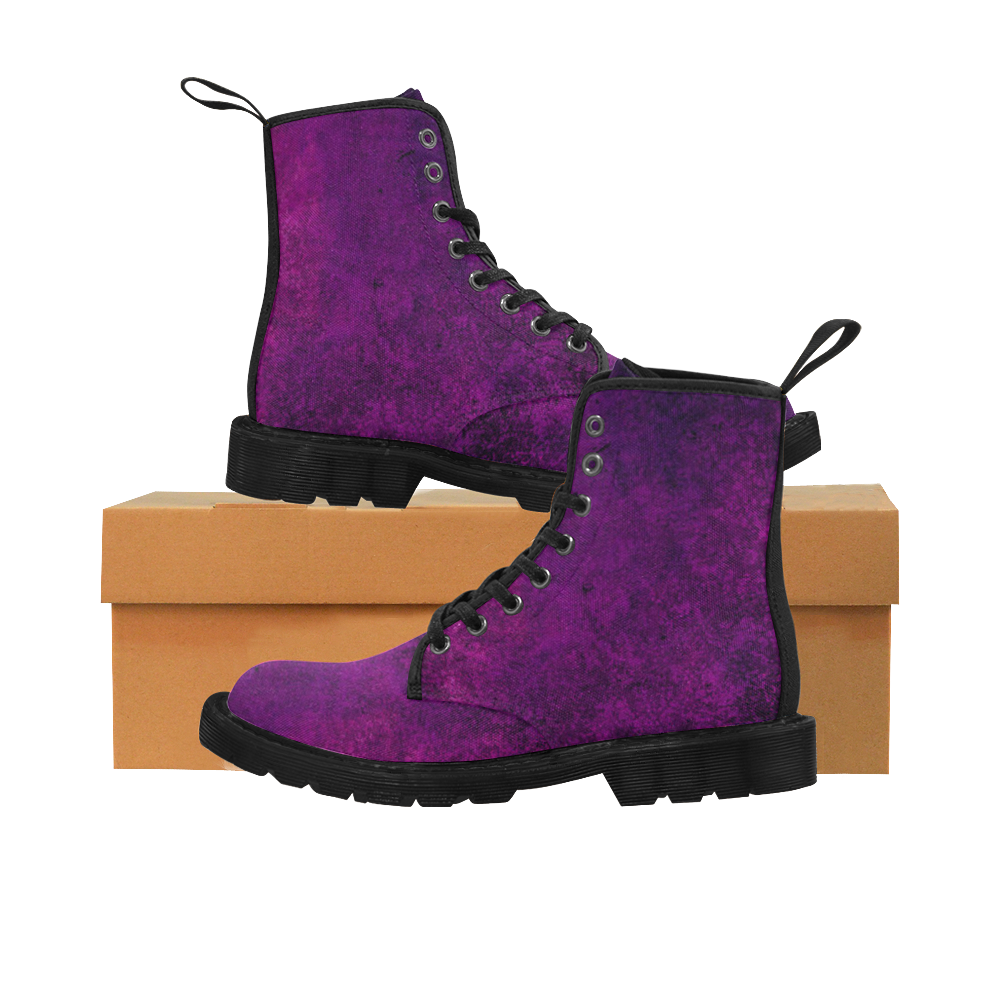 Gothic Purple Violence Velvet Martin Boots for Men (Black) (Model 1203H)