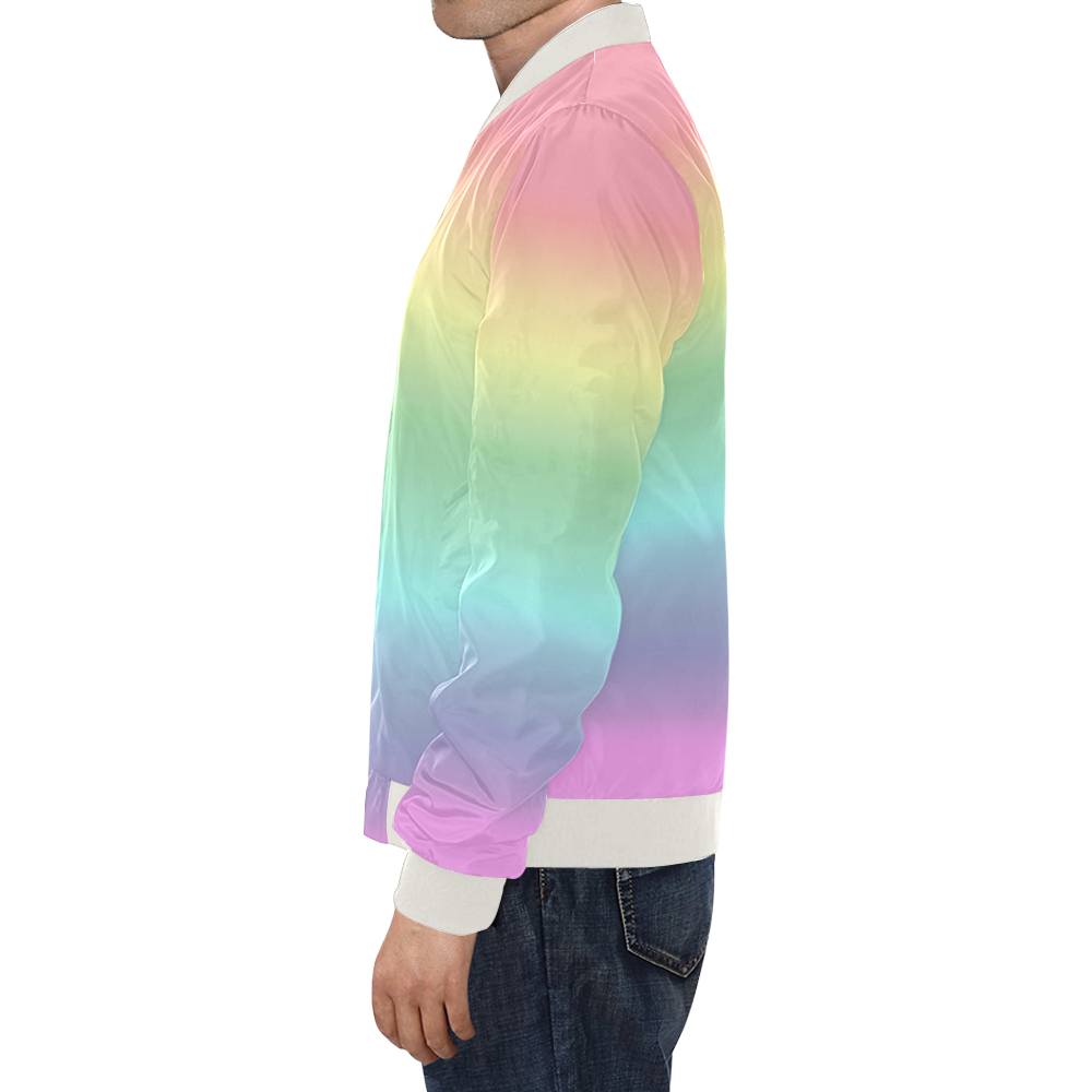 Pastel Rainbow All Over Print Bomber Jacket for Men (Model H19)