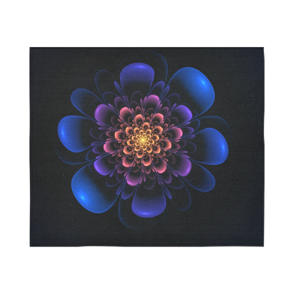 Fractal Bloom Cotton Linen Wall Tapestry 60"x 51"