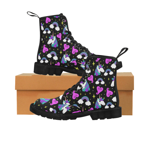 Rainbow unicorns ladies boots Martin Boots for Women (Black) (Model 1203H)