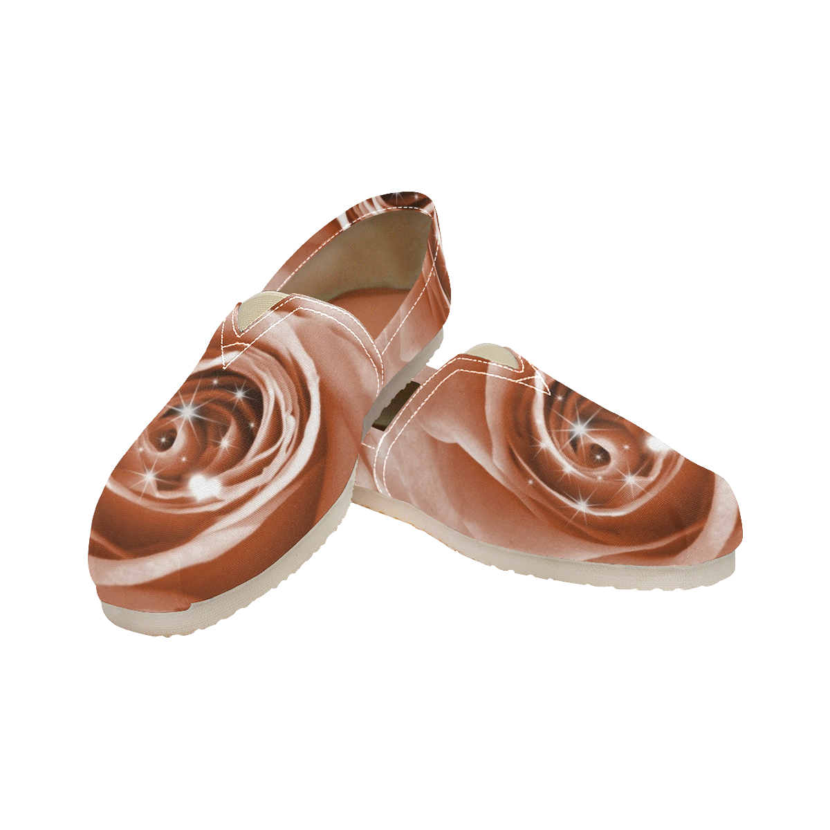 trendy bling on rose,soft peach Women's Classic Canvas Slip-On (Model 1206)