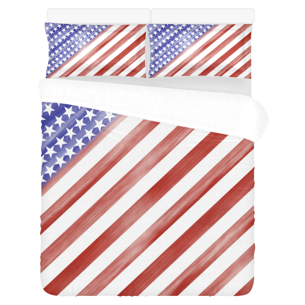 Patriotic USA America Flag Art 3-Piece Bedding Set