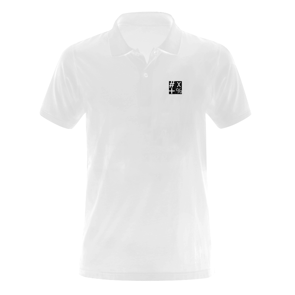 NUMBERS Collection Symbols White/Black Men's Polo Shirt (Model T24)