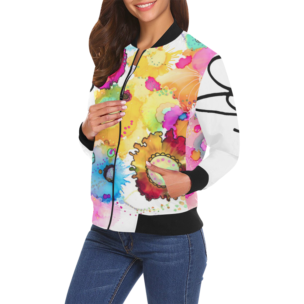 Lollipop Womens Jacket All Over Print Bomber Jacket for Women (Model H19)