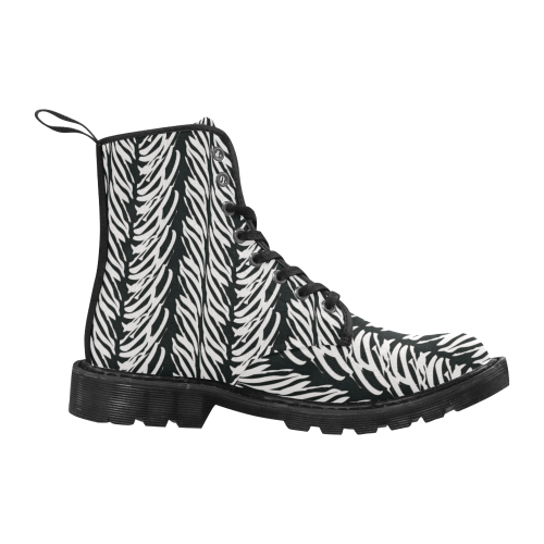 Animal Zebra Pattern Martin Boots for Women (Black) (Model 1203H)