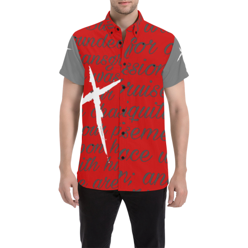 Red Men's All Over Print Short Sleeve Shirt (Model T53)