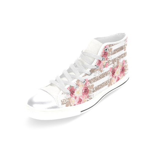 Spring Floral Shoes, Sweet Rose Women's Classic High Top Canvas Shoes (Model 017)