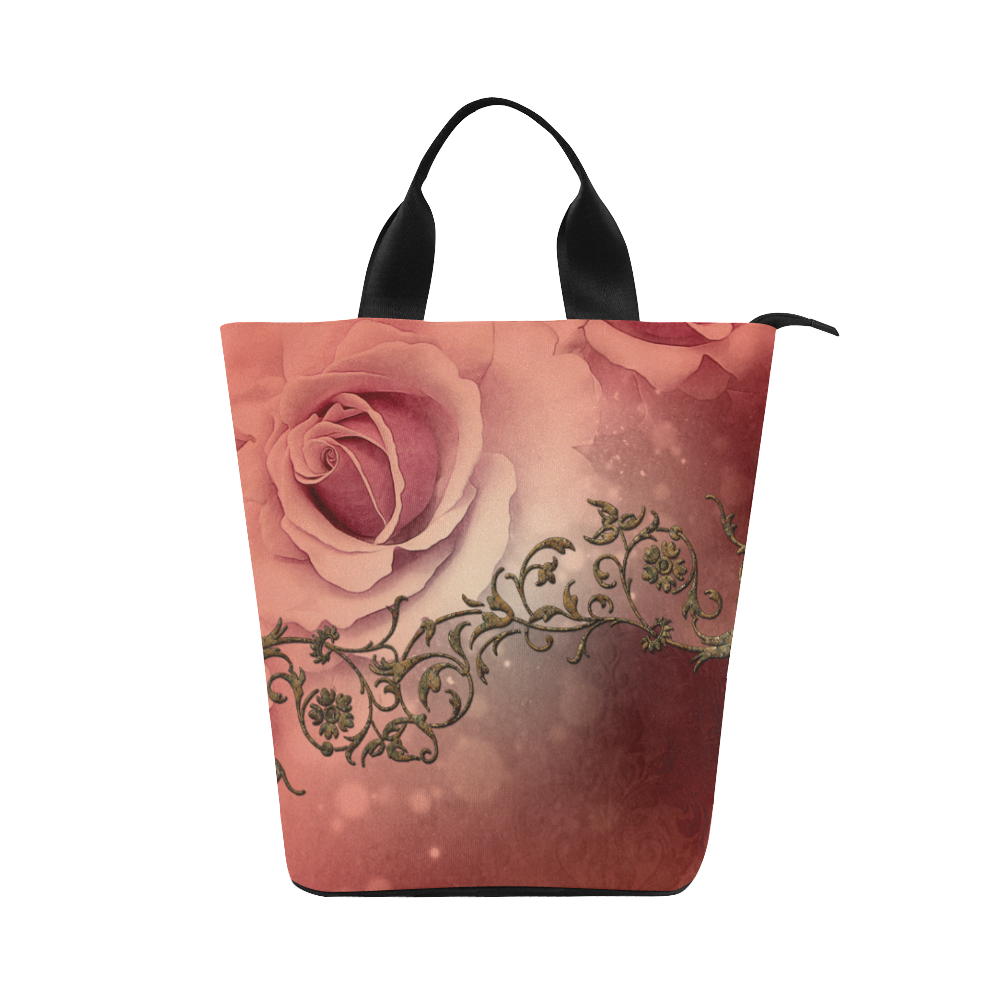 Wonderful roses with floral elements Nylon Lunch Tote Bag (Model 1670)