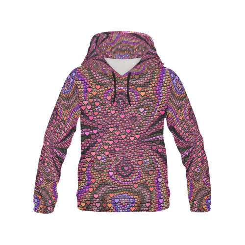 hearts everywhere B  by JamColors All Over Print Hoodie for Women (USA Size) (Model H13)