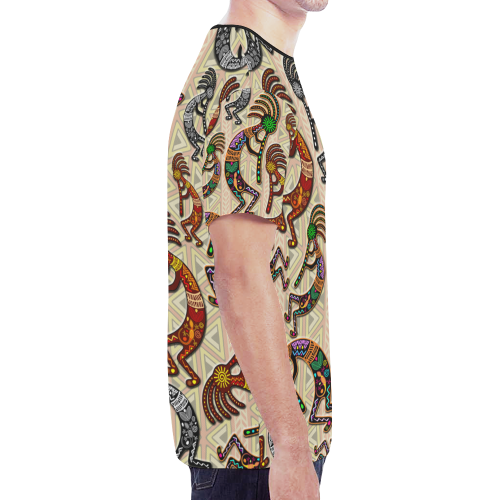 Kokopelli Rainbow Colors on Tribal Pattern New All Over Print T-shirt for Men (Model T45)