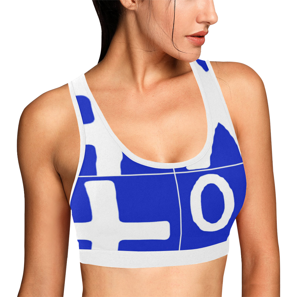 NUMBERS Collection Symbols White/Blue Women's All Over Print Sports Bra (Model T52)
