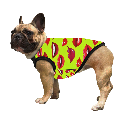 lovely lips yellow dog coat All Over Print Pet Tank Top
