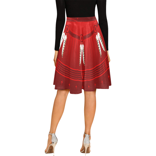 Crazy Horse Red Melete Pleated Midi Skirt (Model D15)