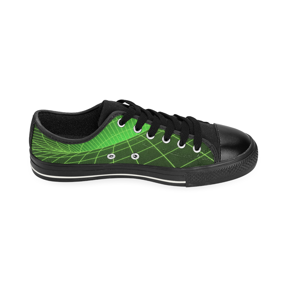 Green Orbit Neon Graphic Low Top Canvas Shoes for Kid (Model 018)